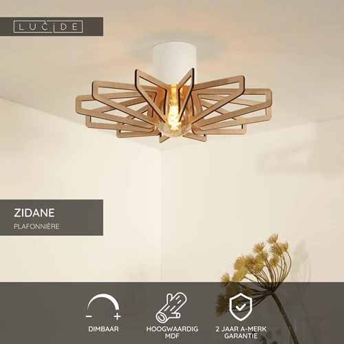 Lucide ZIDANE - Plafonnière - Ø 45 cm - 1xE27 - Wit - USP